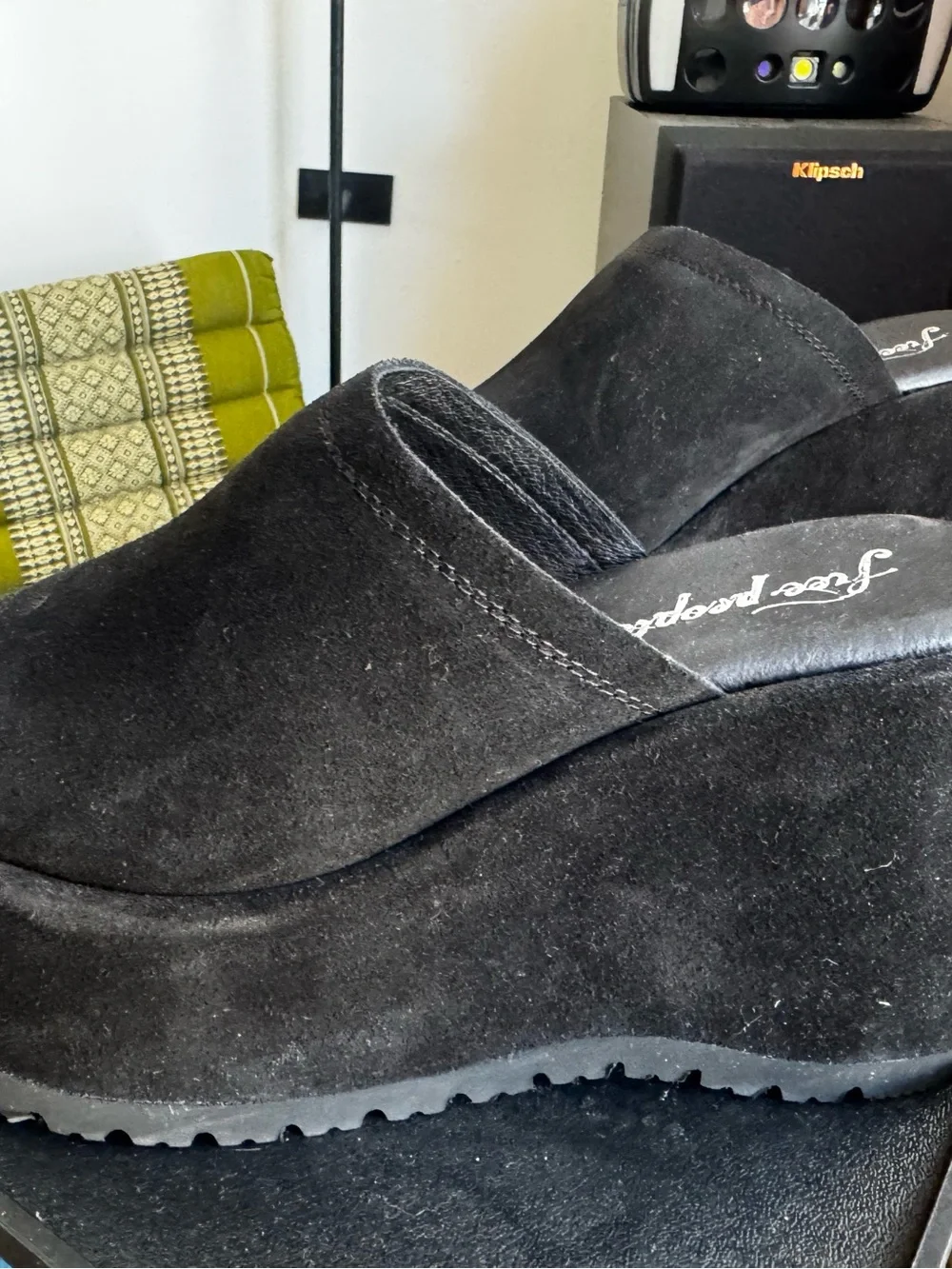Free People avery black suede platform wedge 39/9 - NEVER WORN